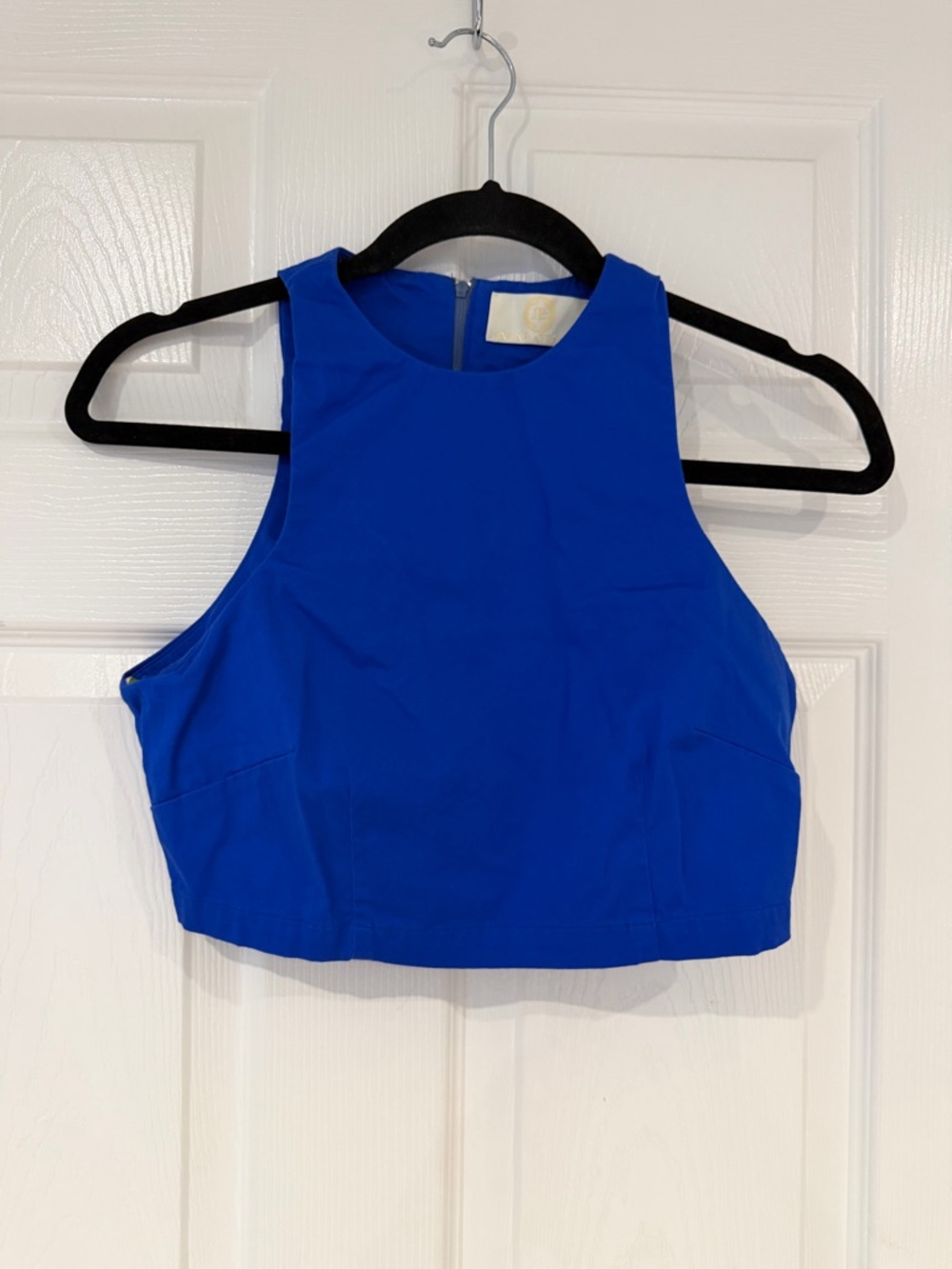 Sara Battaglia Made in Italy Blue Crop Tank Top Blouse Cotton IT 40 US S